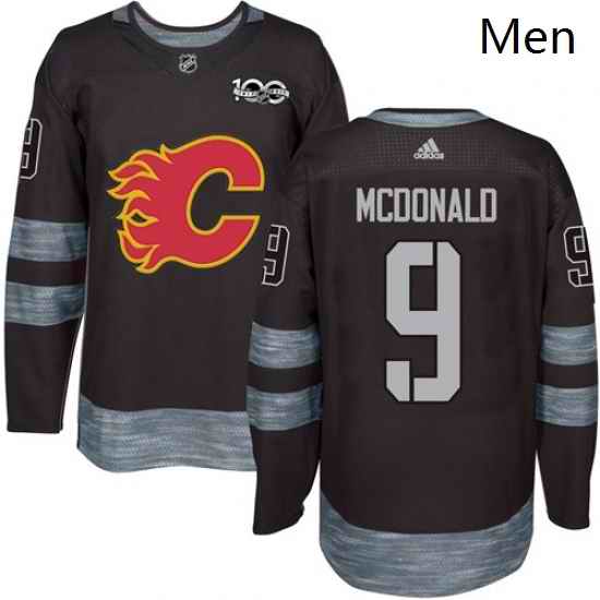 Mens Adidas Calgary Flames 9 Lanny McDonald Authentic Black 1917 2017 100th Anniversary NHL Jersey